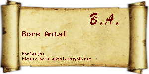 Bors Antal névjegykártya